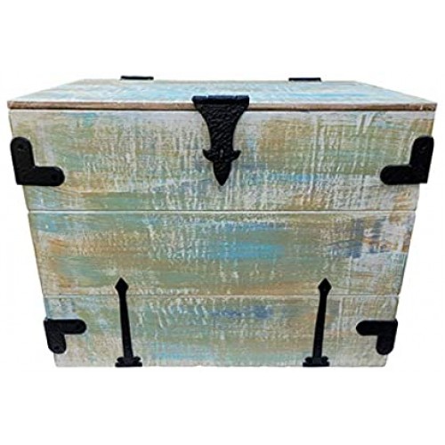 "Maranatha" Vintage Wooden Chest Trunk Box with Antique Cast Iron Accessories